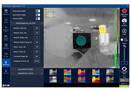 Screenshot of Boson camera GUI 